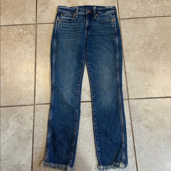 J Crew 9" Vintage Slim Straight Jeans Seaside Wash 25 Frayed Hem - Picture 2 of 7